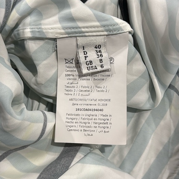 Cedric Charlier Stripe Ruched Midi Dress - Size 6 - Picture 5 of 5